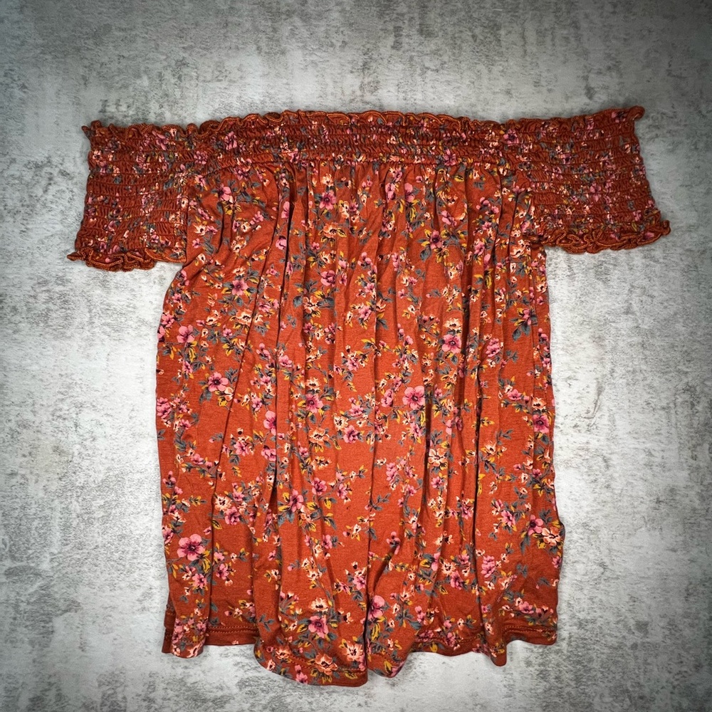 American eagle brown/orange floral top